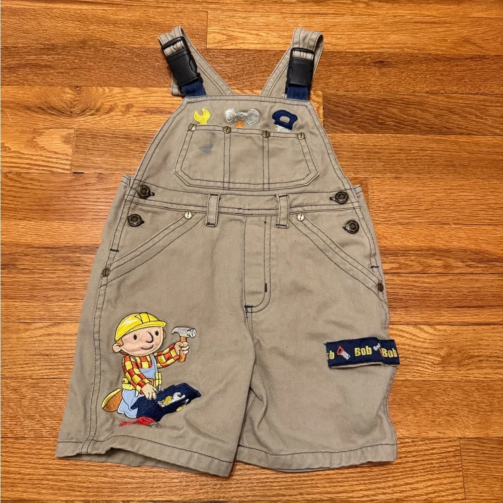 Vintage Boh The Builder Toddler 2T Kids Cartoon Character Overalls Shortalls
